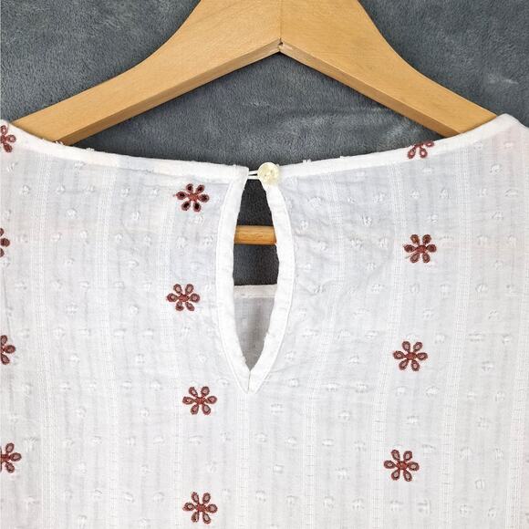 Womens Top Large Cottagecore Eyelet Boho Prairie Peasant Ruffles Embroidered - Picture 7 of 8